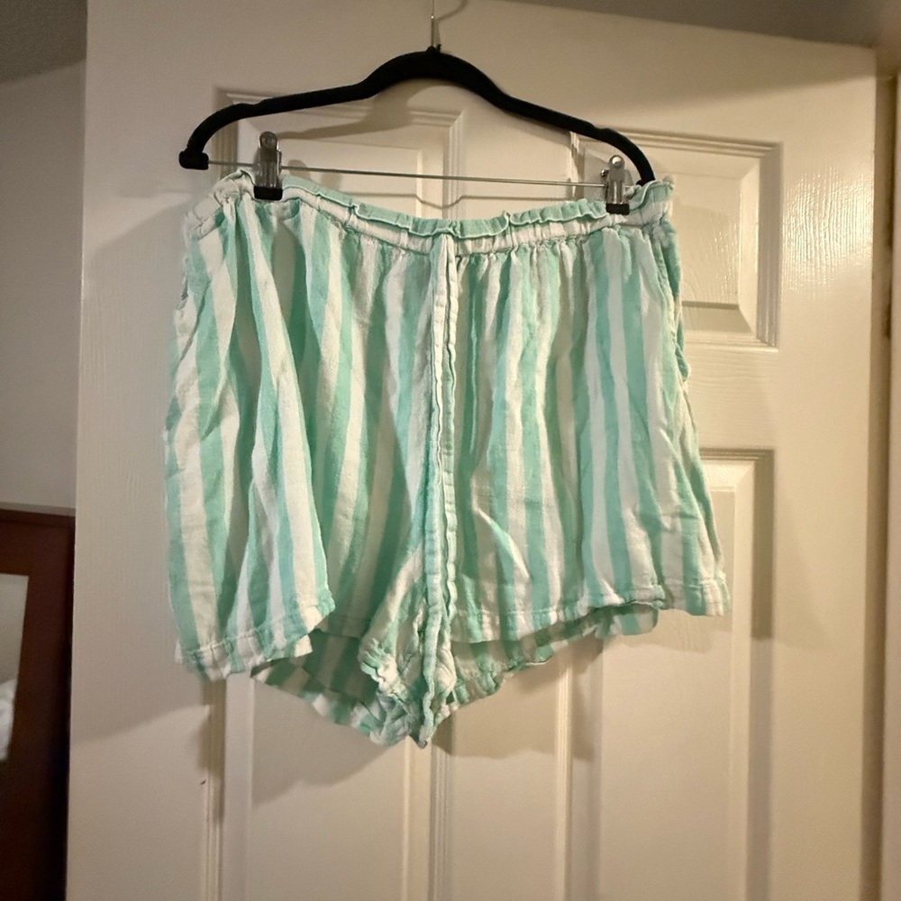 Striped Mint Green and White Shorts/Top set